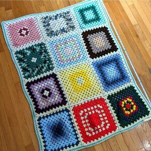 Vintage Granny Square Crochet Afghan